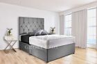 NEW SUEDE CHESTERFIELD DIVAN BED SET + MEMORY MATTRESS 3FT 4FT6 Double 5FT King