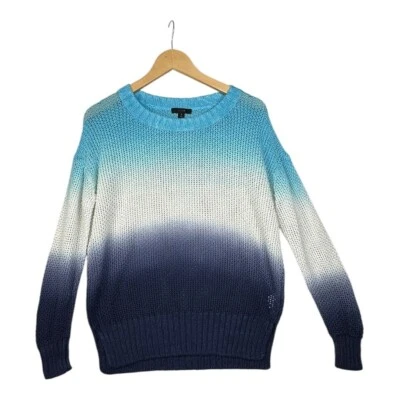 J. Suéter de Playa Crew Lino Mónaco Talla Pequeña Azul Índigo Crudo Ombre Teñido por Inmersión Foto 1 de 4