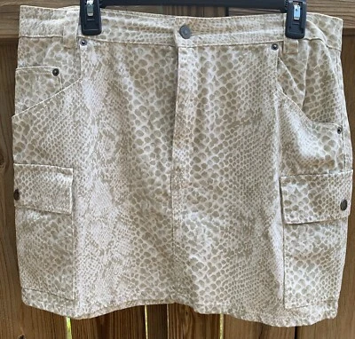 Topshop Moto Mini Jean Skirt Leopard Animal Print w/ Pockets Women's SZ US 12  - Image 1 of 4