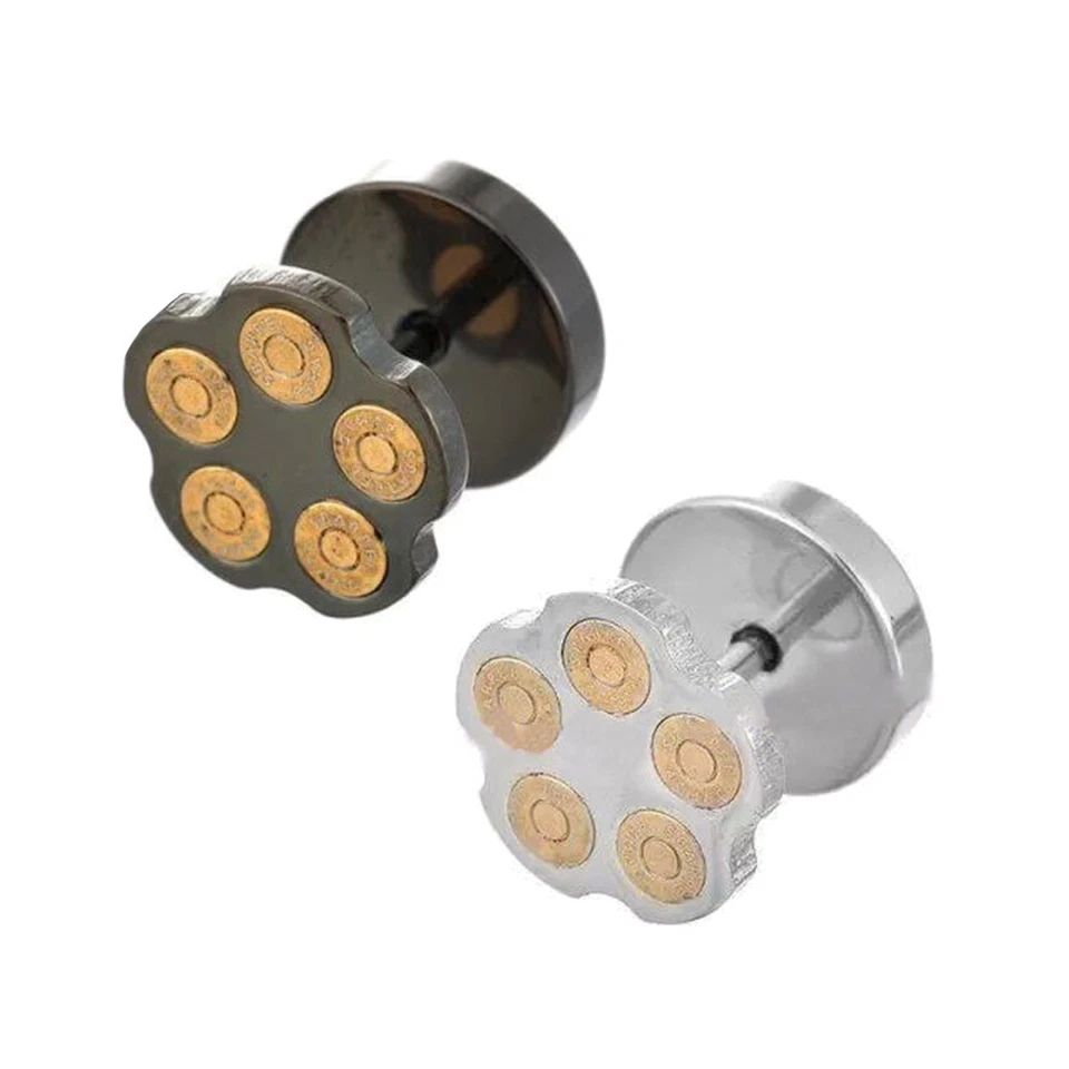 Falso Plug Acciaio Inox Proiettile Cartuccia Sfera Magazin Magnum Argento Nero - Immagine 1 di 1