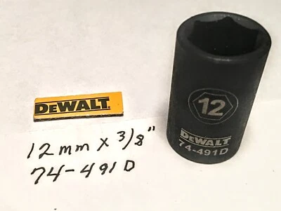 DeWalt  12 mm x 3/8" Dr Impact Socket  6pt  74-491D Free USA Shipping - Image 1 of 3
