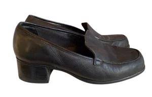 Clarks Springers Zapatos de Corte de Cuero Negro Punta Cuadrada Sin Cordones Reino Unido 5 Tacones - Imagen 1 de 12