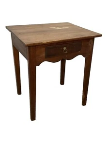 Antique Walnut French 1700s 1 Drawer Work Wine Table Primitive Pegged - Picture 1 of 22
