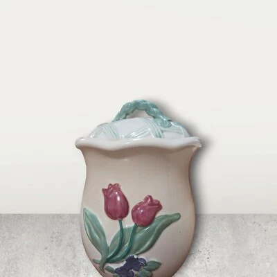 TREASURE CRAFT USA Tulip SET UP 3 PC CANISTER SET POTTERY FLOWER - Image 1 of 4