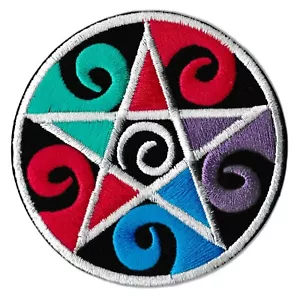 Écusson patche pentacle sorcellerie sorcière thermocollant patch étoile couleur - Photo 1/2
