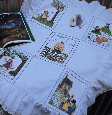 Nursery Rhyme Sampler Quilt Cushion Cross Stitch Pattern Transfer Baby Humpty  - image 1 of 3