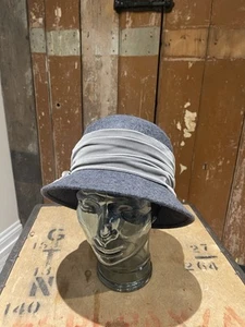 Mulberry Formal Elegant Hat With Bow Grey & Blue Posh Luxury Occasion - Picture 1 of 22
