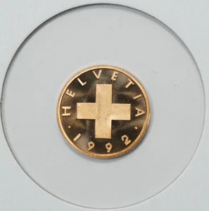 1992 B Switzerland 1 Rappen, Proof - Picture 1 of 2