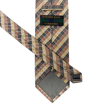 Alexander Julian Colours Silk Diamond Geometric Necktie 58.5x3.5” Multi Tone - Image 1 of 4