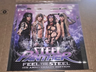 Steel Panther Feel The Steel Purple Marbled Vinyl - Autographed by 3 Members NEW - Imagem 1 de 4