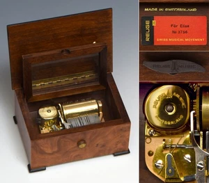 Reuge Holz Spieluhr 36 Noten für Elise Fell Nr3756 Made Swiss - Bild 1 von 8