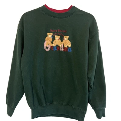 Moletom M&C Sportswear Beary Blessed to Be Called Grandma adulto tamanho M verde - Imagem 1 de 4