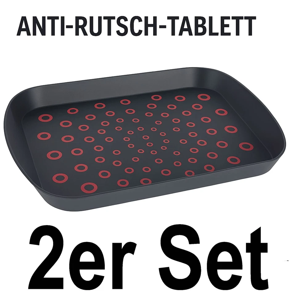 2 x Serviertablett Frühstückstablett Gastro Rutschfest Kunststoff Tablett Griff - Bild 1 von 4