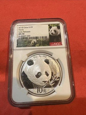 2018 China Silver S10Y Panda Coin NGC MS 70 Early Releases . - Image 1 of 4