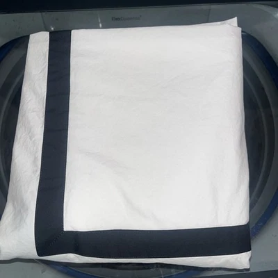 Pottery Barn GRAND EMBROIDERED Organic Cotton Shower Curtain Black White 72" - Image 1 of 4