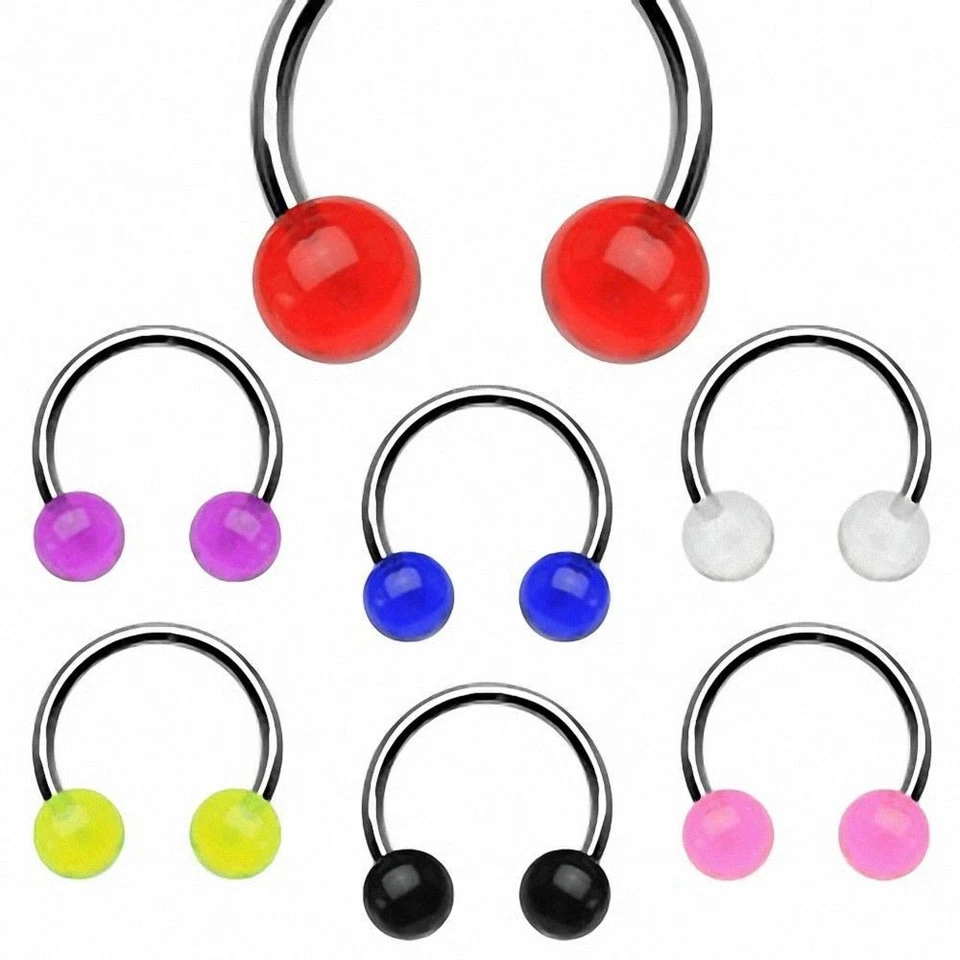 Piercing Orecchio Ferro di Cavallo Sfere Acrilico - Immagine 1 di 1