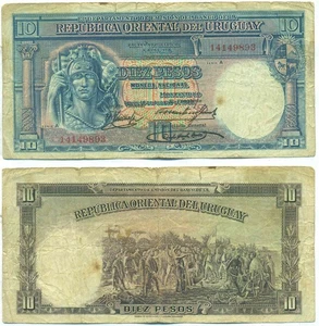 URUGUAY NOTE 10 PESOS 1935 CR# 9.V.14 P 30b - Picture 1 of 1