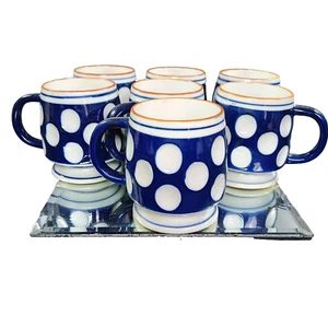 COIN DOT Glass Cups, Ceramic Coffee Mug, Tea Cup Set, Japanese Footed Stoneware - Picture 1 of 12