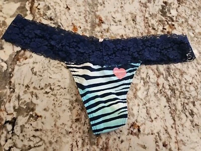 True Vintage Victoria Secret PINK Extra Low Rise Thong Zebra Size Large - Image 1 of 3