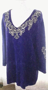 Reba McEntire V-neck Purple Studded Sweater Long Sleeve Light Weight - Picture 1 of 17