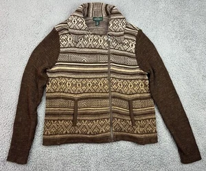 Lauren Ralph Lauren Sweater Jacket XL Nordic Fair Isle Full Zip Cozy Cabincore - Picture 1 of 12