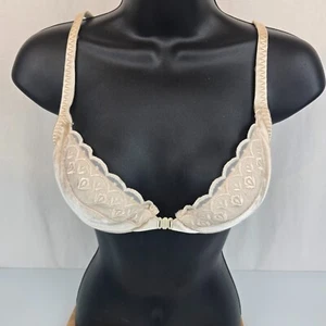 Vtg Victoria’s Secret Bra Second Skin Satin Lace Ivory Front Close 36B Y2K - Picture 1 of 10