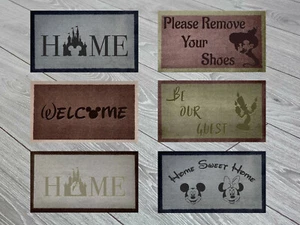 Home Disney Castle Candle Mickey Mouse Nylon Light Grey Brown Internal Door Mat - Picture 1 of 31