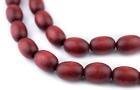 Cherry Red Oval Natural Wood Beads 15x10mm Large Hole 16 Inch Strand