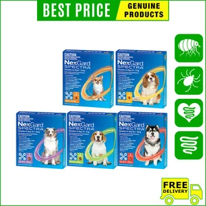 NEXGARD SPECTRA for Dogs Heartworm Flea Worm Treatment 3 Chews FREE Shipping - Picture 1 of 7