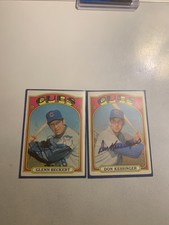 1972 topps don kessinger & glenn beckett signed cards cubs!