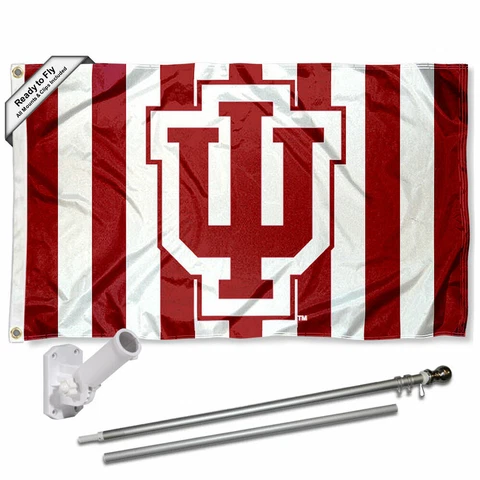 Indiana Hoosiers Candy Stripe Flag Pole and Bracket Gift Set Package Cover