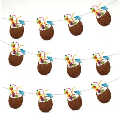 Coconut Cocktail Hawaiian Bunting Birthday Hen Night Party Decorations 12pcs - Image 1 of 4