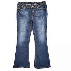 Earl Jean Blue SZ 11 Short Women Flap Pockets Bootcut Stretch Casual Denim Jeans - Picture 1 of 16