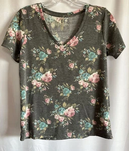 Tresics T-Shirt grau geblümt rosa Junior Größe S - Bild 1 von 5