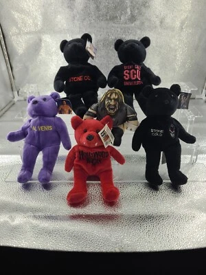 WWF Actitud Osos Lote de 6 Osos Lucha Gorro Bebés WWE Peluche Wcw Hogan Foto 1 de 4