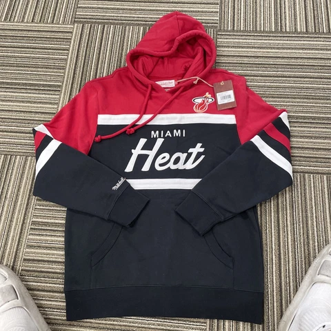 NEW MITCHELL AND NESS HWC MIAMI HEAT HOODIE LARGE Cover