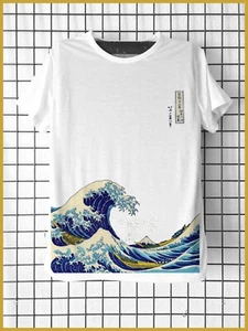 Tee-shirt La grande vague The Great Wave off Kanagawa de Hokusai Art japonais - Foto 1 di 5