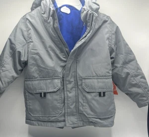 Boys Size 2T 3-in-1 Hooded Winter System Jacket Gray & Blue Water Repellent - Picture 1 of 4