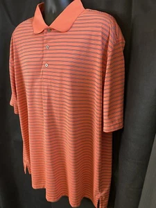 Round Tree & Yorke Performance Polo Shirt Men’s 2XT Salmonstriped Wicking Summer - Picture 1 of 3