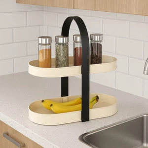 2 Tier Fruit Storage Caddy Tray Display Food Spices Organiser Oval Rack Shelf - Picture 1 of 3