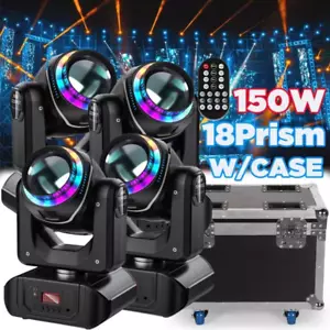 4pcs 18Prism Gobo 150W LED Moving Head Lights Beam Stage Light DMX DJ Disco+Case - Picture 1 of 21
