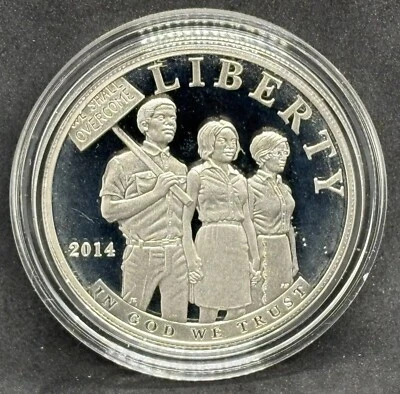 2014-P Proof Civil Rights Act Commemorative 90% Silver Dollar, Box, Sleeve - Image 1 of 3