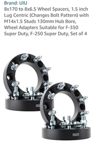 For Ford F-250 F-350 4pcs 1.5" 8×170mm to 8×6.5" Wheel Spacers 6×165.1mm Black - Picture 1 of 6