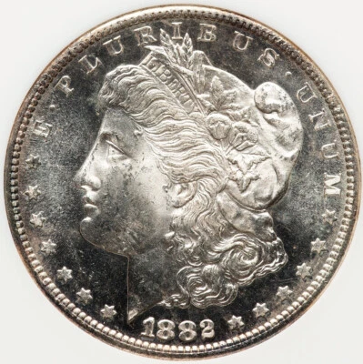 Morgan Dollar 1882-S NGC MS-64 Proof-like Old Thick NGC Slab! Amazing Eye Appeal - Image 1 of 4