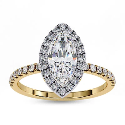 1.16 Ctw Lab Grown Diamond Solitaire Halo Engagement Promise Ring 18K Gold - Image 1 of 4