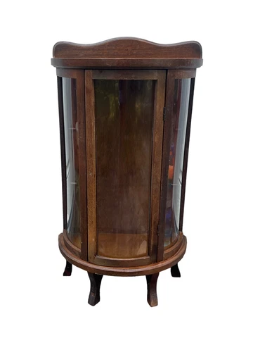 Vintage Salesman Bow Curio Cabinet 23” Hanging Tabletop Doll Case No Shelves Cover