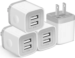 USB Wall Charger,4-Pack 2.1A Dual Port USB Cube Power Adapter Wall Charger Plug - Picture 1 of 12