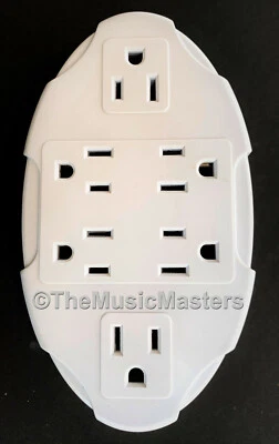 6 Outlet Electrical Socket Adapter Cover Oval 6-Way AC Wall Plug Power Splitter - Image 1 of 4