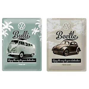 * VW Volkswagen Coccinelle Beetle Bulli Bus années 50 voiture de collection années 50 plaque de voiture 15 x 20 cm - Photo 1/3