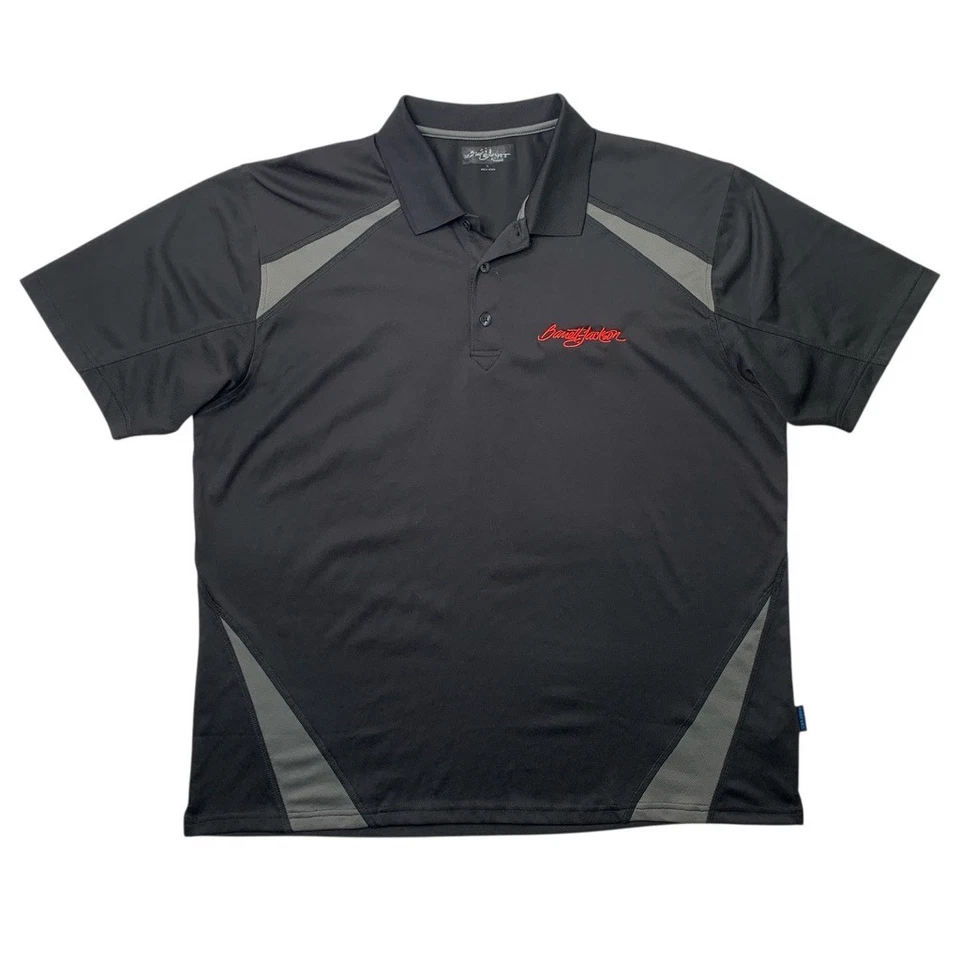 Camisa Polo Barrett Jackson Para Hombre XL Negra Gris Secado Rápido Rendimiento Golf Foto 1 de 4